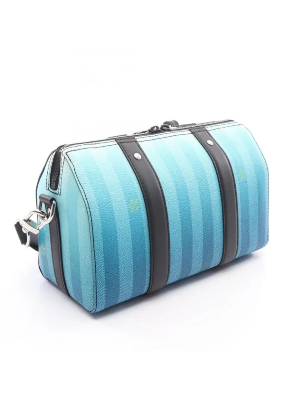 Louis Vuitton Shoulder Bag City Keepall Damier Stripe Blue Vert Leather